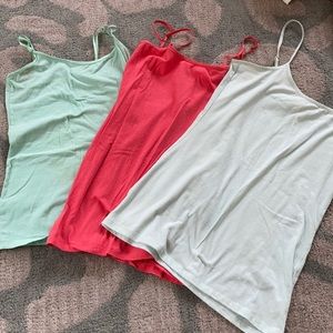 THREE cami tanks in teal and pink
